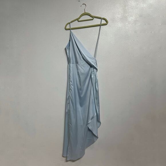 Aqua Light Blue Shoulder Asymmetric Midi Dress Sz XL NWT - Picture 2 of 12